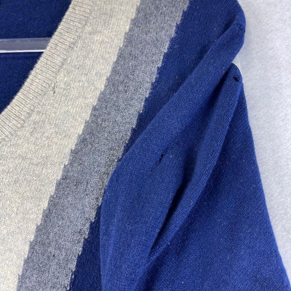 Vintage SNOW LOTUS Mens 44/L/XL Blue Multi Cashmere Fair Isle V-Neck Sweater - Picture 13 of 14